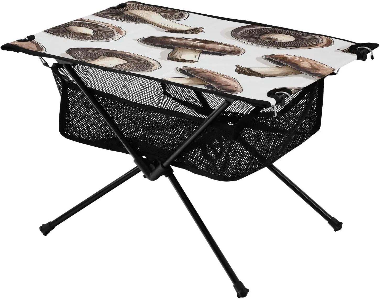 Camping Table Lightweight Portable Folding Table with Mesh Storage Net Mushroom Brown Ideal for Camping Hiking Beach Picnic Travel Backyard