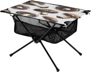 Camping Table Lightweight Portable Folding Table with Mesh Storage Net Mushroom Brown Ideal for Camping Hiking Beach Picnic Travel Backyard