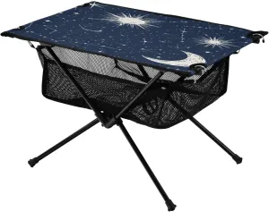 Camping Table Lightweight Portable Folding Table with Mesh Storage Net Star Moon Night Ideal for Camping Hiking Beach Picnic Travel Backyard