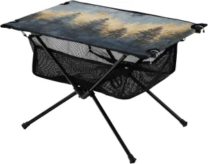 Camping Table Lightweight Portable Folding Table with Mesh Storage Net Tree Forest Ideal for Camping Hiking Beach Picnic Travel Backyard
