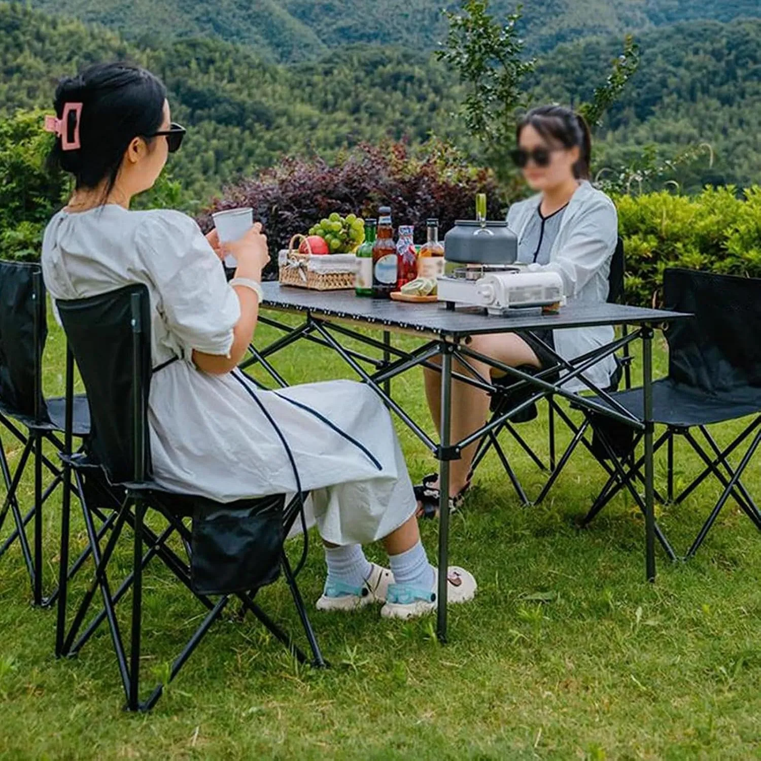 Camping Tables Foldable with Bag,Portable Picnic Folding,Lightweight Roll up Camp for Outside Travel BBQ Garden Sand