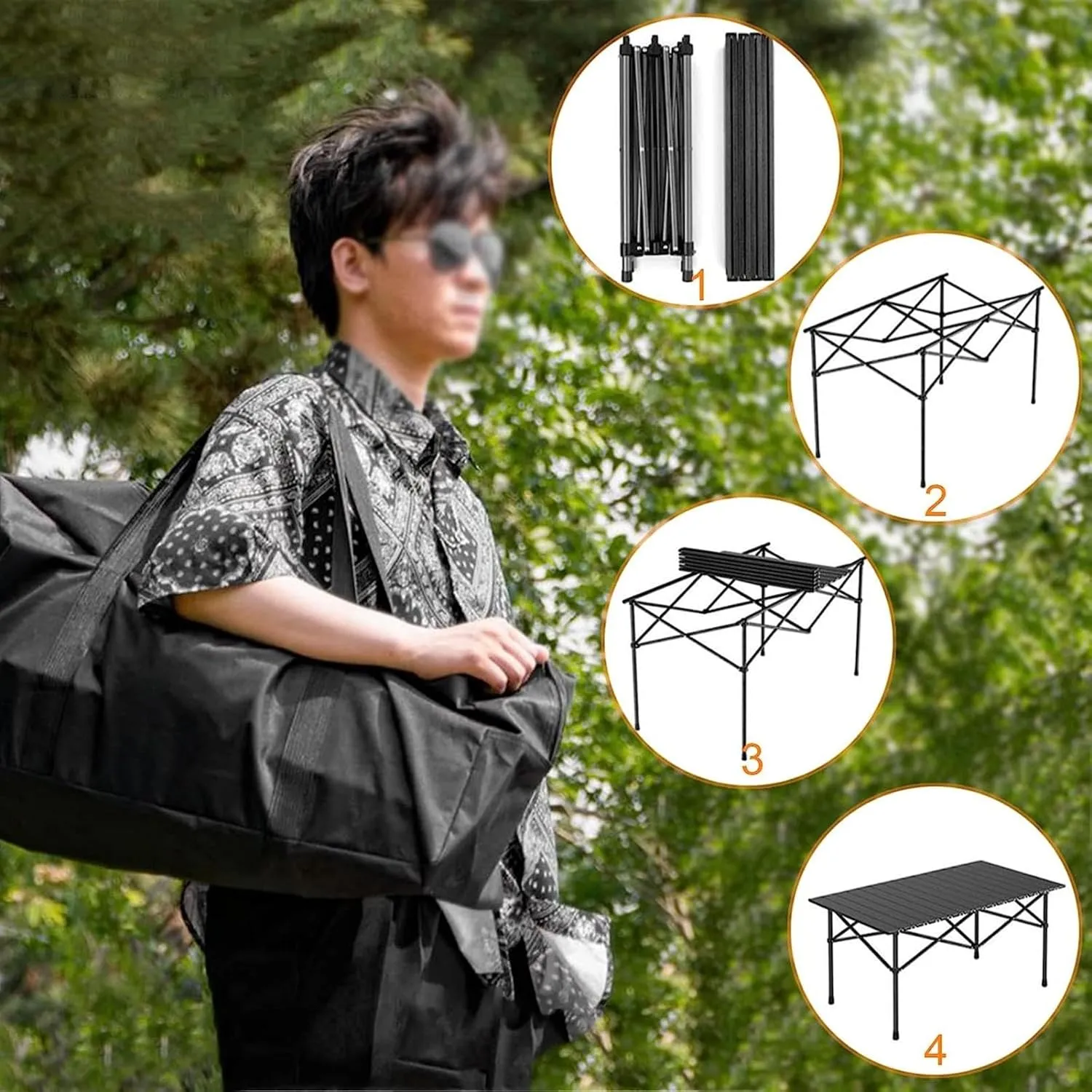 Camping Tables Foldable with Bag,Portable Picnic Folding,Lightweight Roll up Camp for Outside Travel BBQ Garden Sand