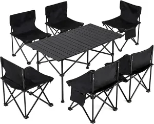 Camping Tables Outdoor Table Chairs Set for,Folding Lightweight Picnic Table,Roll up Table with Storage Bag for Travel Camp Activity Equipment