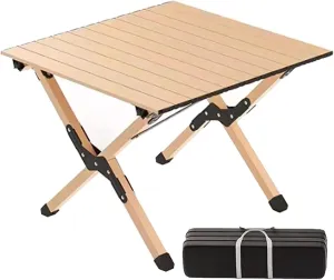 Camping Tables Outdoor/Indoor Carbon Steel Folding Table Roll up Picnic Table Portable Beach Camp Table for Garden Hiking Backyard BBQ