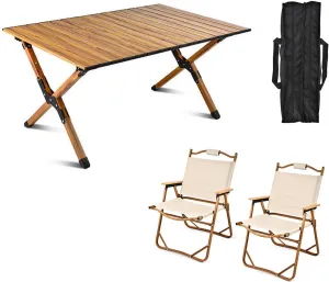Camping Tables That Fold Up Lightweight with Chairs, Folding Table for Outside Camping, Strong Loading Bear Foldable Aluminum Table and Chair Set for Hiking Backpacking Outdoor Picnic