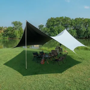 Camping Tarp Waterproof Hammock Rain Fly Ultralight Waterproof Tent Tarp Ultralight & Portable & UV Protection Backpacking Tarp Multifunctional for Outdoor Adventure Hiking Tent,19m²