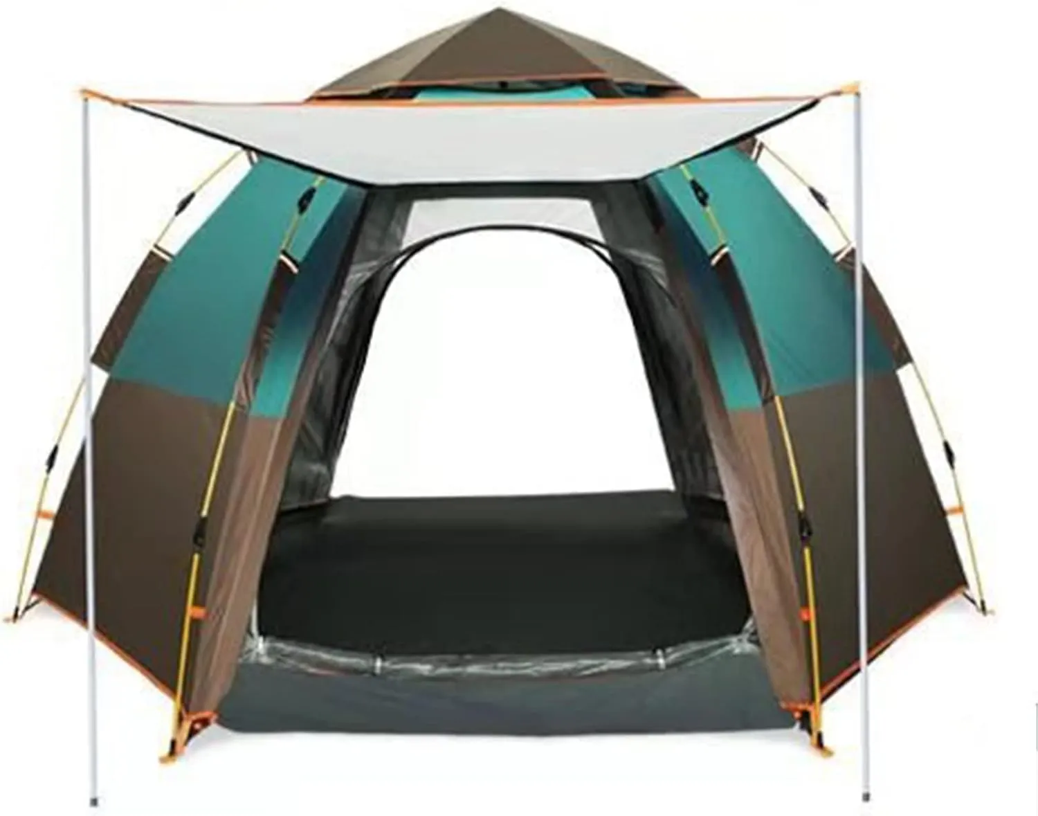 Camping Tent Outdoor Hexagonal 5-8 People Large Space Camping Thickening Automatic Double-Layer Anti-Storm Equipment Blue