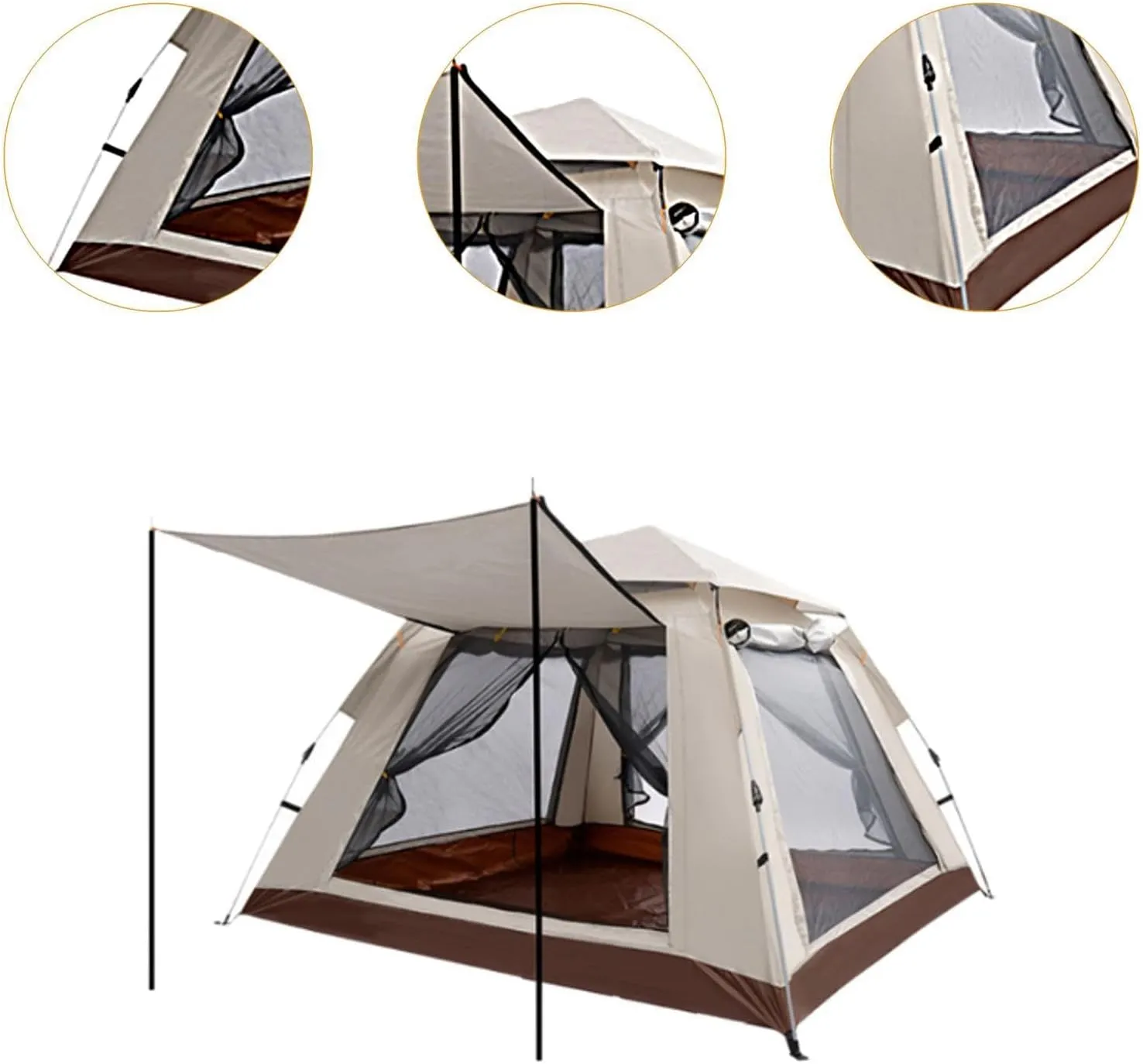 Camping Tent,Waterproof Quick Setup Lightweight Easy to Use Fiberglass Pole Ventilated with 4 Doors,Travel Tent Dome Tent