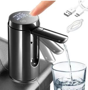 Camping Touch Control Water Pump, Compatible with Most Water Container Brands, Only for 5 Gallon,3.5, 3.2Gal, Black Portable Foldable Faucet,Type-C Rechargeable Outdoor Dispenser Accessories