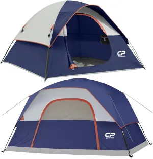 CAMPROS CP Tent 3/6 Person Camping Tents, Waterproof Windproof Family Dome Tent with Top Rainfly, Large Mesh Windows, Wide Door, Easy Set Up, Portable with Carry Bag, for All Seasons