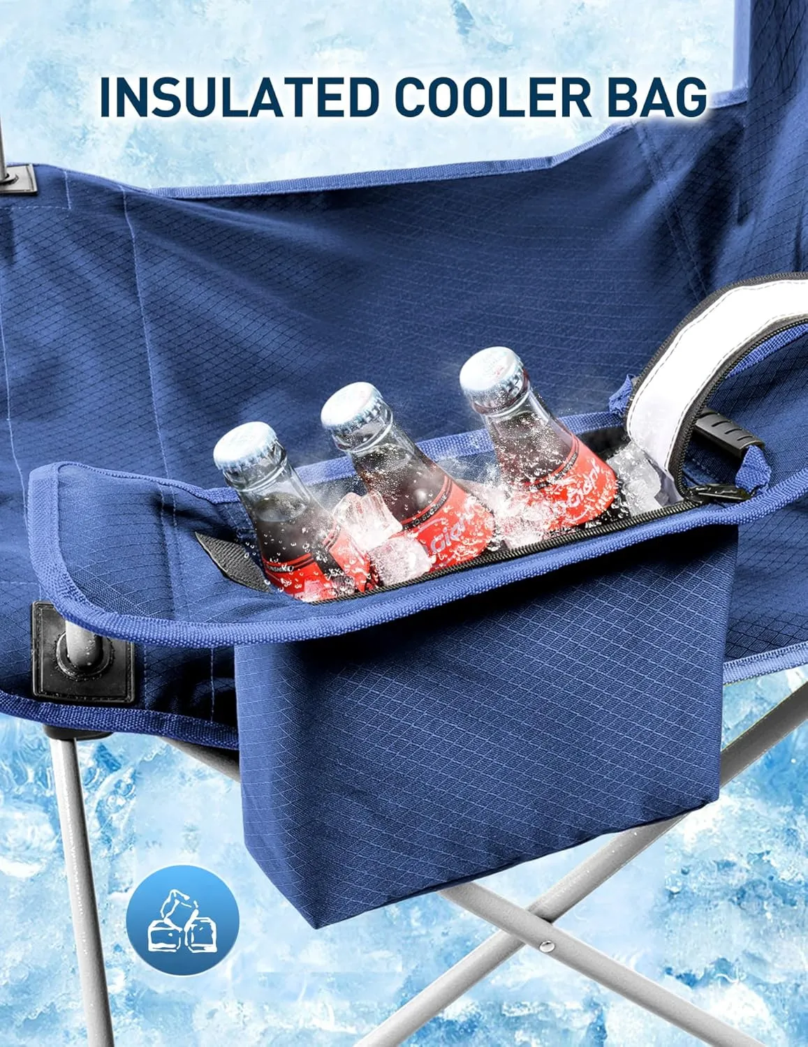 Canopy Beach Chair with Cooler, Beach Chair with Canopy Shade, Cup Holder, Side Pocket for Outdoors Sports, Beach, Camping, Tailgates, Fishing - Support 330 LBS
