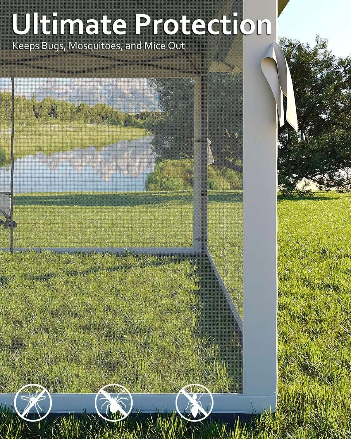 Canopy Tent 13x13, Pop Up Gazebo Tent Easy Setup with 4 Sand Bags for Backyard Garden Patio,Mosquito Netting & Height Adjustable - Green