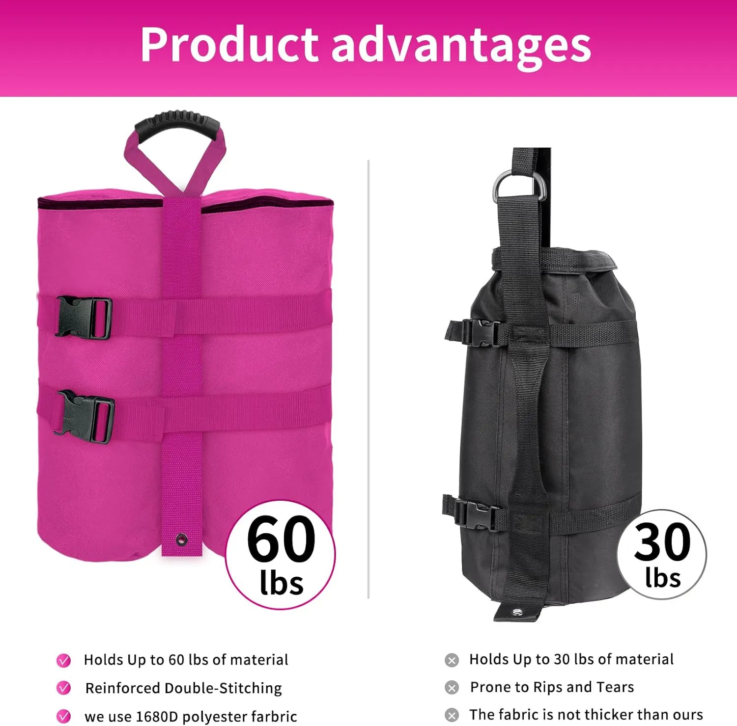 Canopy Weight Bags Set of 4, 1680D Heavy Duty Leg Canopy Weights Sand Bags for Pop up Canopy Tent,Instant Outdoor Sun Shelter Canopy,Patio Umbrella