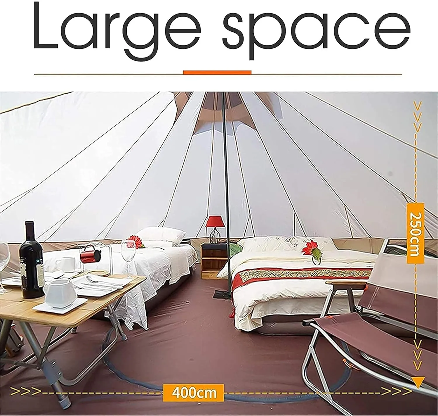 Canvas Tent with Stove Hole Cotton Canvas Tents Yurt Tent for Camping 4 Season Waterproof Tent for Family Camping Outdoor Glamping, Luxury Teepee