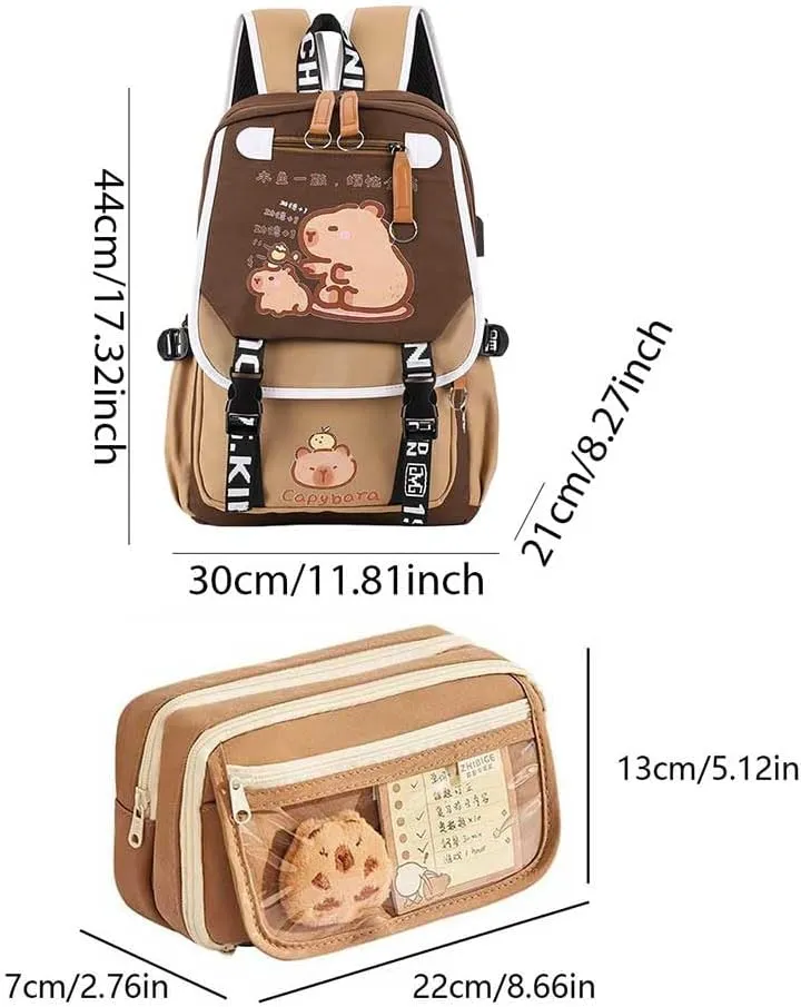 Capybara Backpack Kawaii Backpack Cute Cartoon Capybara Bag With Flap