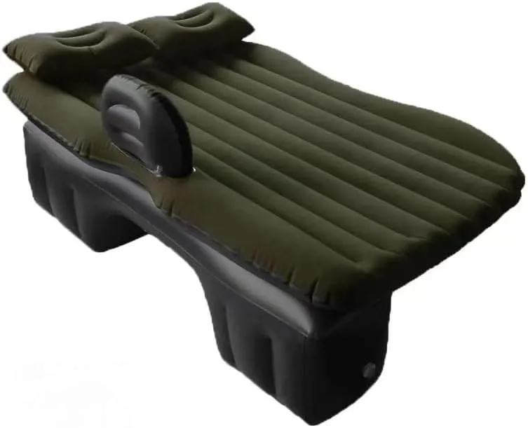 Car Air Mattress for VW Taigun 2021-2024, Inflatable Back Seat Sleeping Pad with Pump & 2 Pillows, Folding Portable Camping Bed for Travel& Road Trips,Black