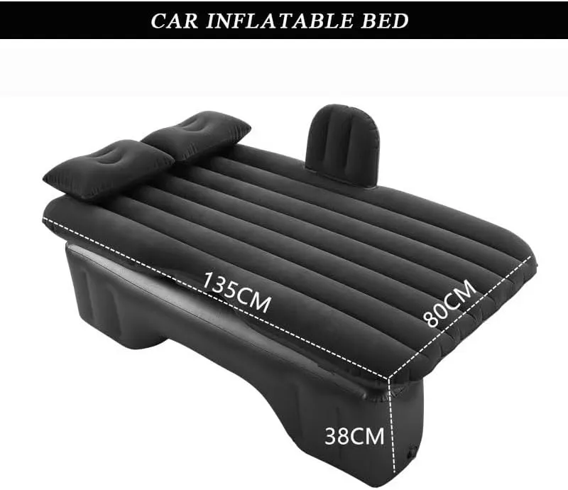 Car Air Mattress for VW Taigun 2021-2024, Inflatable Back Seat Sleeping Pad with Pump & 2 Pillows, Folding Portable Camping Bed for Travel& Road Trips,Black