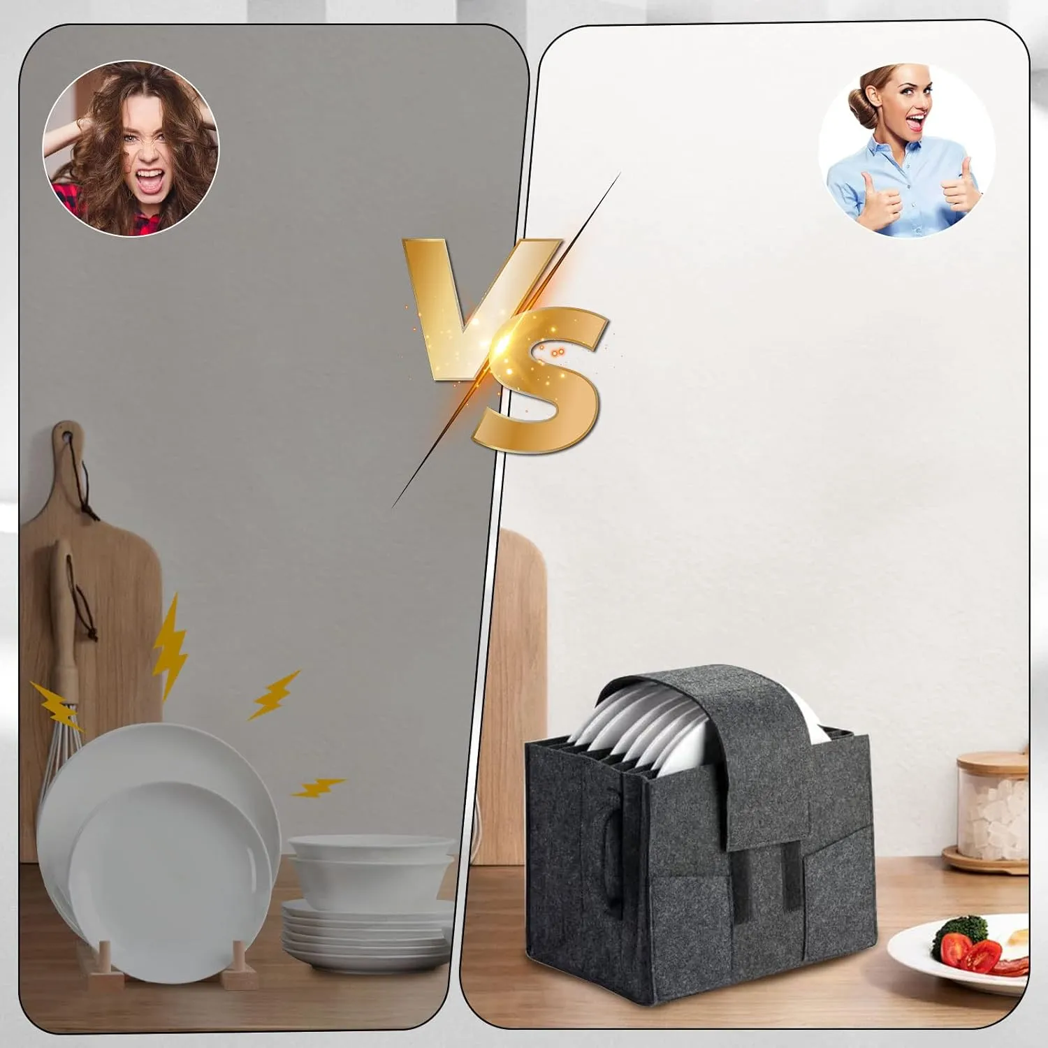 Caravan Plate Holder,Motorhome Kitchen Cupboard Storage for 8 Plates,Tableware Storage Bag,Removable Dinner Plate Storage,Camping Accessories For Motorhome Closet Camping Caravan (dark grey)
