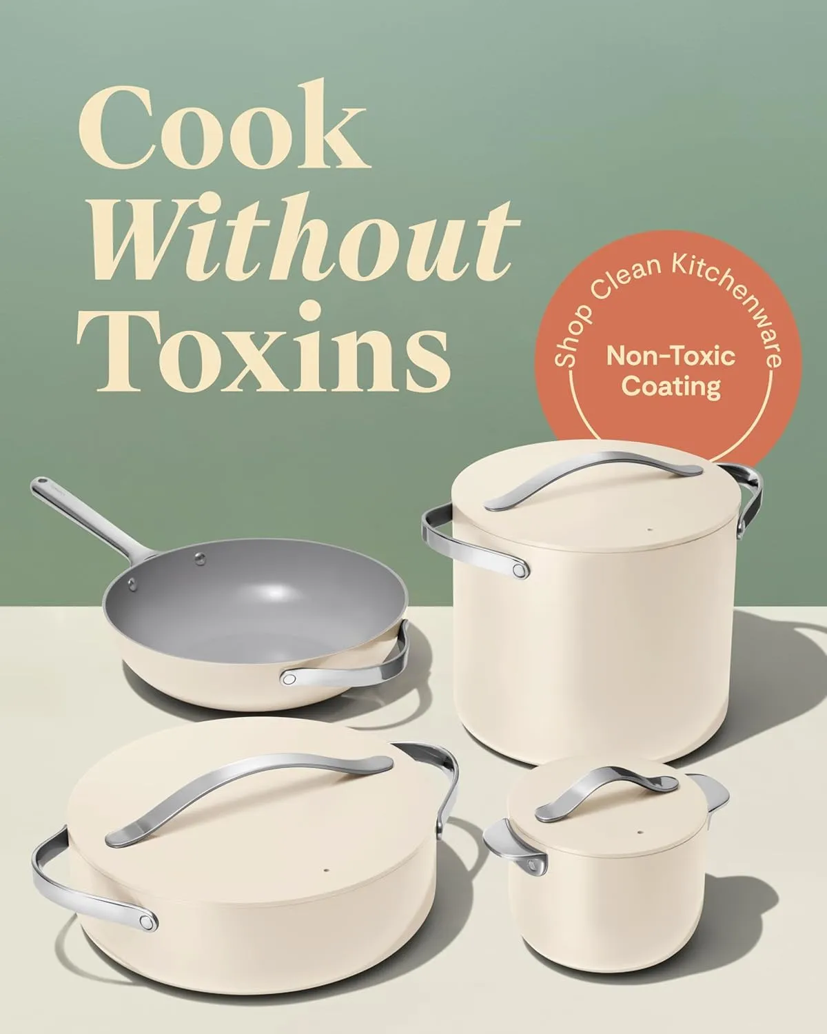 Caraway Cookware  Collection - Specialty Cookware Set - Petite Cooker, Stir Fry Pan, Rondeau, & Stock Pot - 3 Lids & Storage Organizer Included - Perracotta