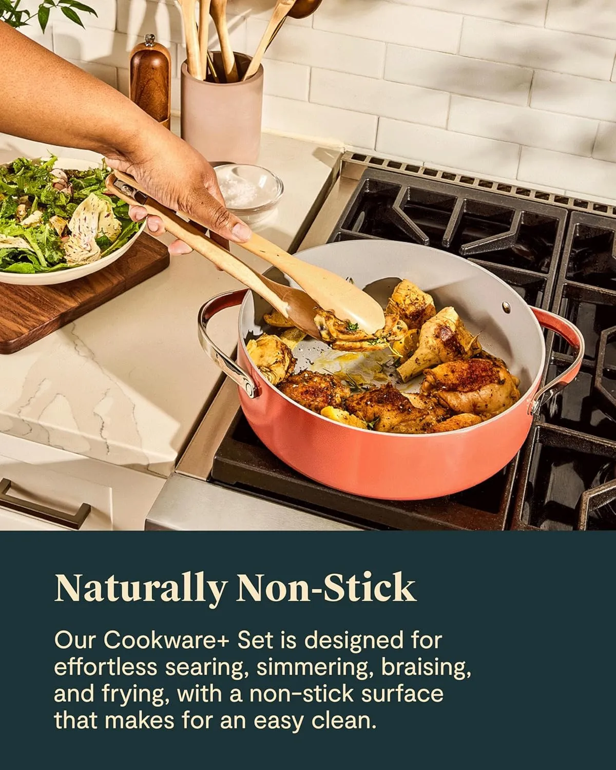 Caraway Cookware  Collection - Specialty Cookware Set - Petite Cooker, Stir Fry Pan, Rondeau, & Stock Pot - 3 Lids & Storage Organizer Included - Perracotta