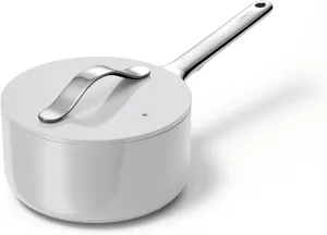 Caraway Nonstick Ceramic Sauce Pan with Lid (1.75 qt) - Non Toxic, PTFE & PFOA Free - Oven Safe & Compatible with All Stovetops (Gas, Electric & Induction) - Gray