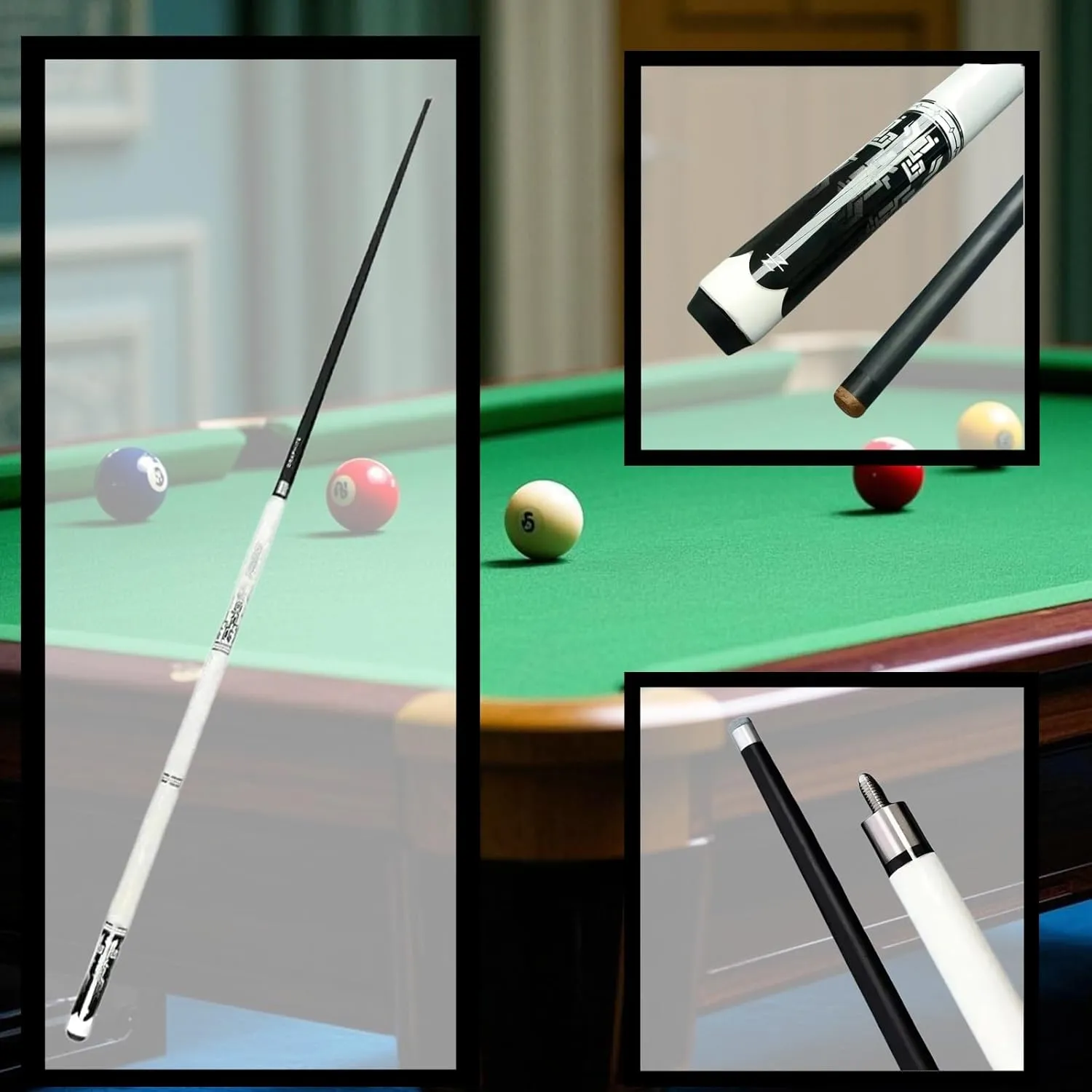 Carbon Fiber Pool Cue Stick 10mm/11.5mm/13mm,Low Deflection Pool Stick, Professional Cue Stick with Case