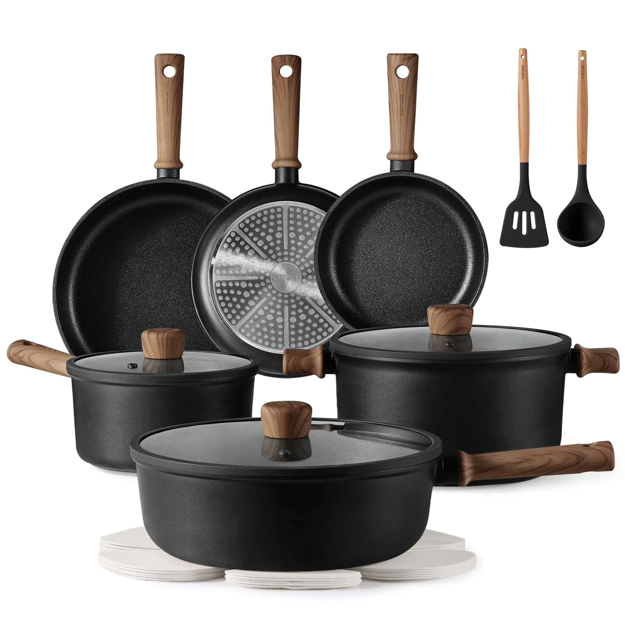 CAROTE Nonstick Pots and Pans,Cookware Set 16pcs Kitchen Cooking Sets, 16pcs Pots and Pans Set Non Stick.