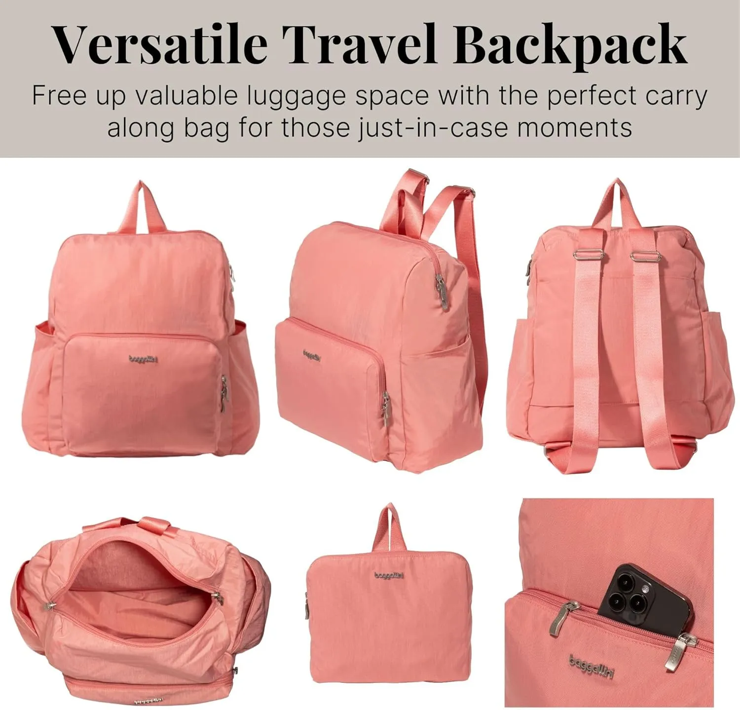 Carryall Packable Lightweight Travel Backpack 14x11" Folding Compact Nylon Washable Weekender Daypack w/Luggage Sleeve