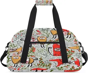 Cartoon Dog Gym Duffel Bag for Men Women Ethnic Flower Sports Tote Bag with Adjustable Shoulder Strap for Dance Gymnastics Traveling Outdoor Camping Overnight Stay