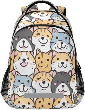 Cartoon Dogs Cats Design Waterproof Backpack - Casual Outdoor Sports Daypack with Ergonomic Shoulder Straps#297