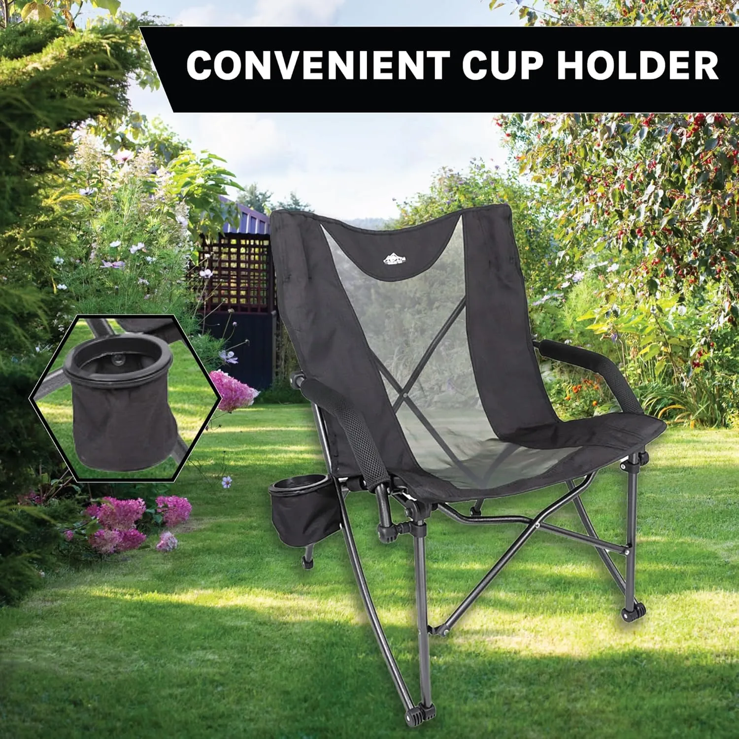 Cascade Mountain Tech Folding Camp Chair for Camping, Beach, Picnic, Barbqeues, Sporting Events with Carry Bag