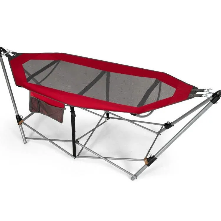 Case Foldable Attractive Hammock and Stand Tech-powered Camping Carry Red Portable with