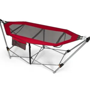 Case Foldable Attractive Hammock and Stand Tech-powered Camping Carry Red Portable with