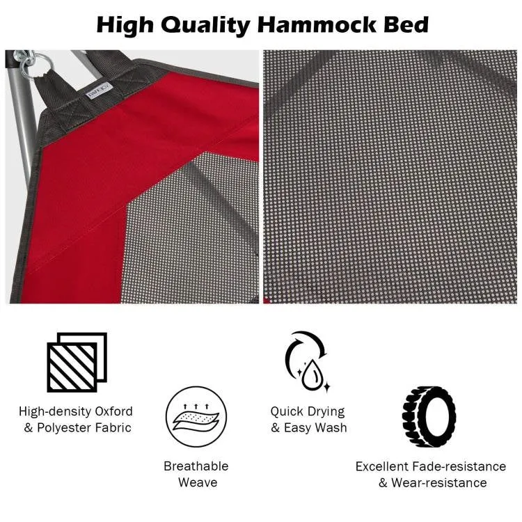 Case Foldable Attractive Hammock and Stand Tech-powered Camping Carry Red Portable with