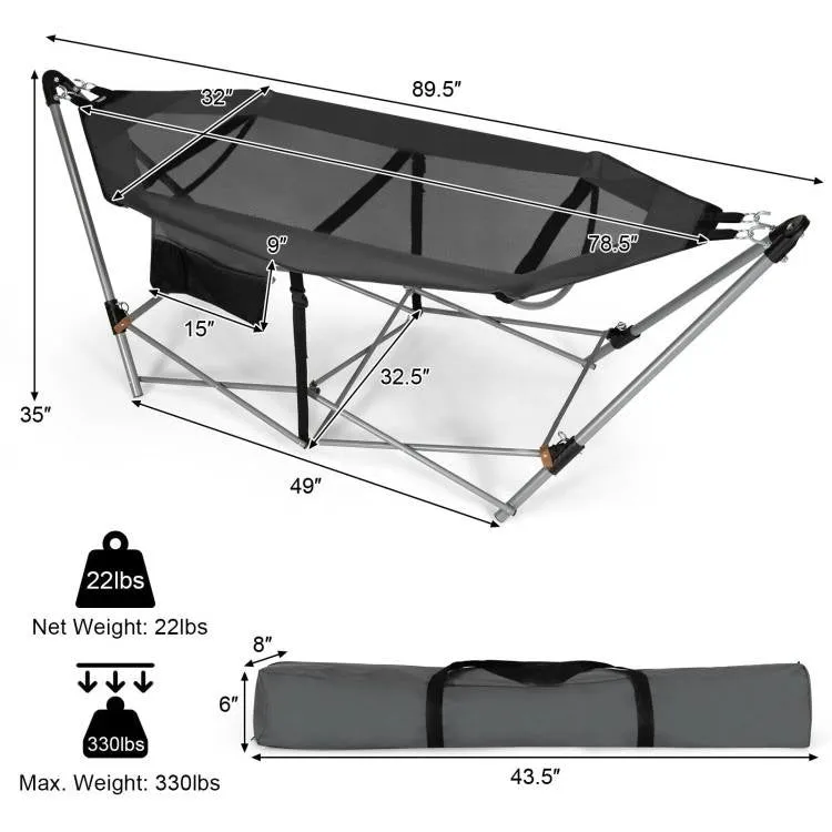 Case Stand with Camping Carry Hammock Customer-friendly and Portable Huge offer Grey Foldable