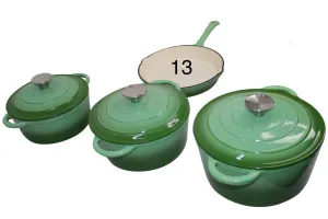 Cast Iron Pot Set 7pcs - Green