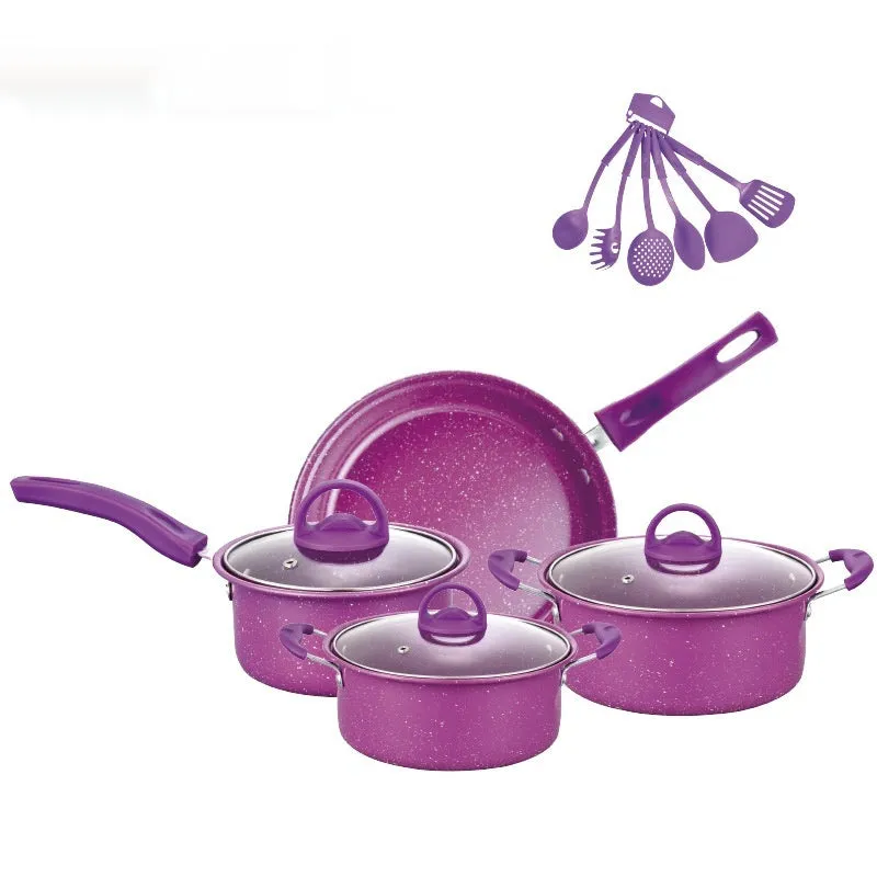 Cast Iron Pot Set with Non-Stick Ceramic Coating & Glass Lids(13-Piece)