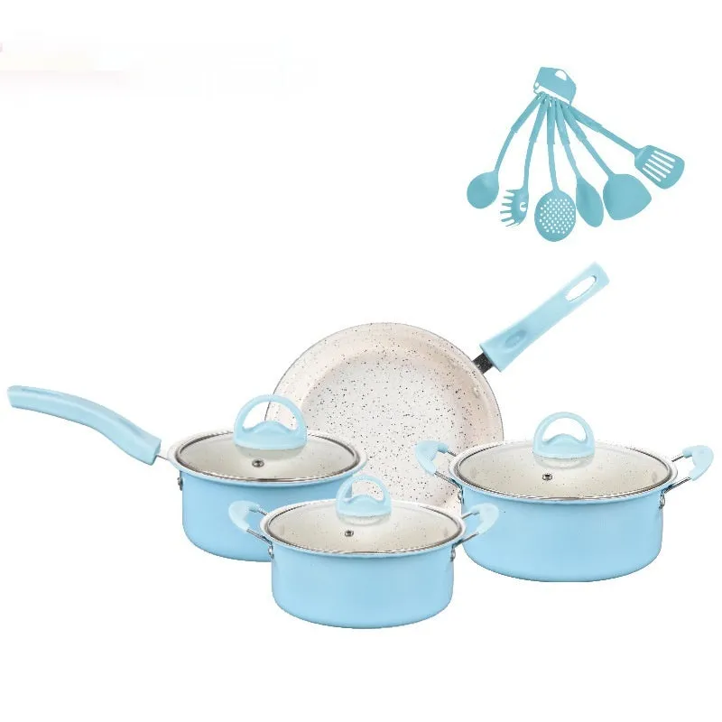 Cast Iron Pot Set with Non-Stick Ceramic Coating & Glass Lids(13-Piece)