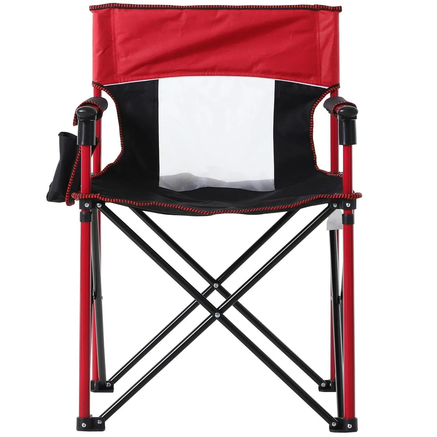 Chair Fishing Director Metal Picnic Oxford Folding Portable Cup Seat With Privacy-focused Customized options Frame Camping Pocket - Outsunny Phone Holder, Armchair Red