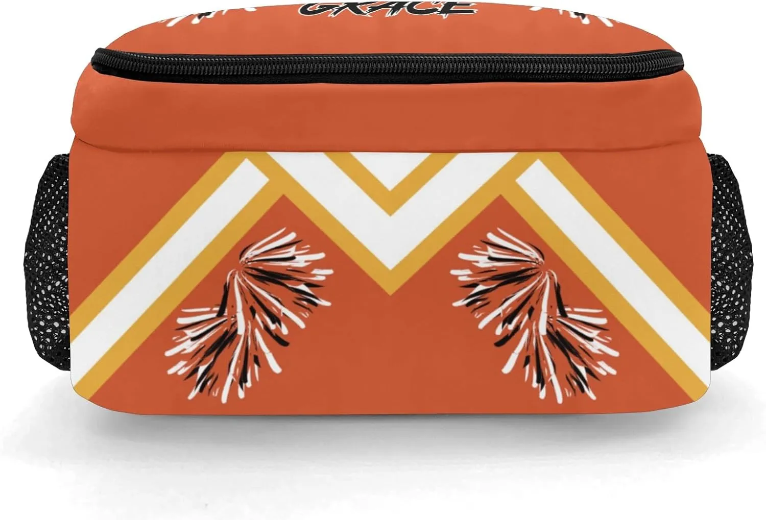 Cheer Cheerleader Orange Backpack Waterproof Shoulder Laptop Bag for Sport Competition Training Coach Gift