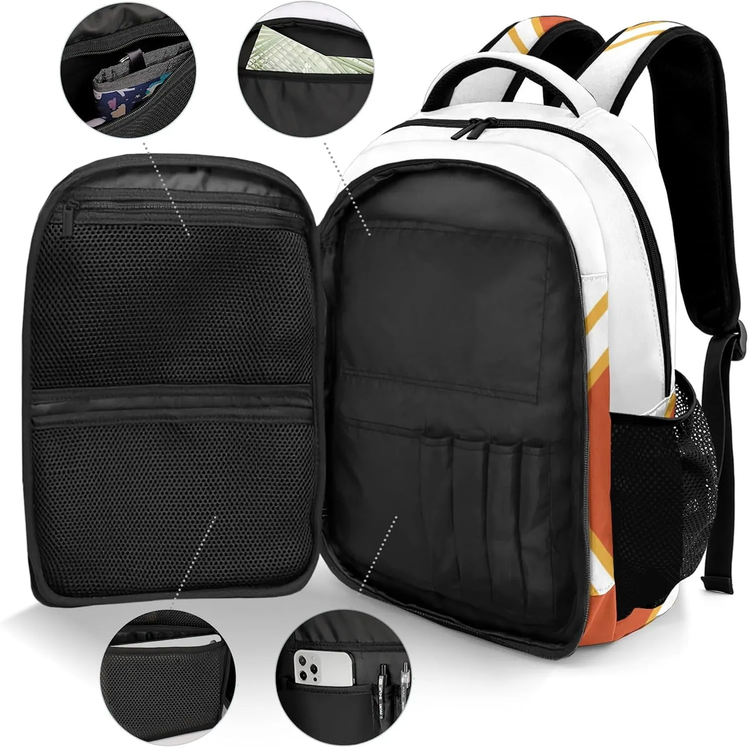 Cheer Cheerleader Orange Backpack Waterproof Shoulder Laptop Bag for Sport Competition Training Coach Gift