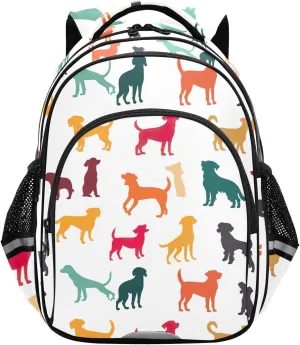 CHIFIGNO Colorful Dogs Cute Kids Backpack Bookbag for Boys Girls with Reflective Stripes Casual Daypack Backpacks
