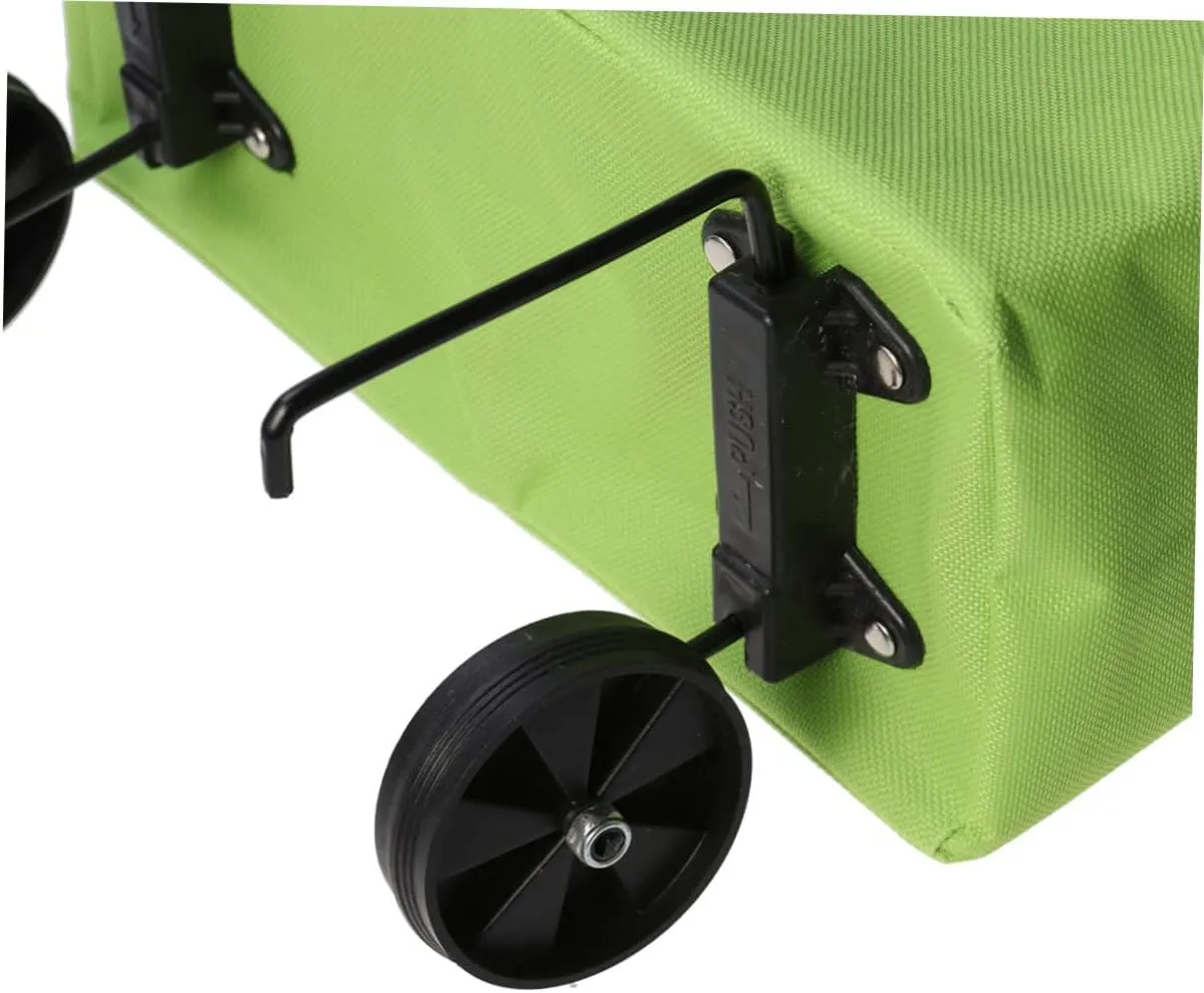 CHILDWEET Portable Collapsible Shopping Cart Trolley Bag Green Folded Luggage Organizer for Grocery Travel Beach and More Lightweight Design for