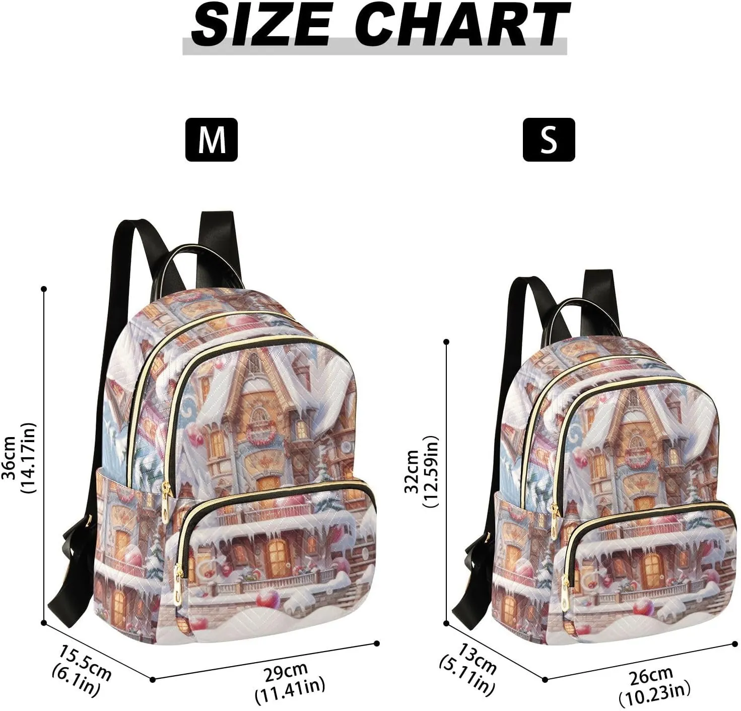 Christmas Colorful Igloo Fashion Travel Backpack for Women Multi Pockets Lightweight Purse for Women-S