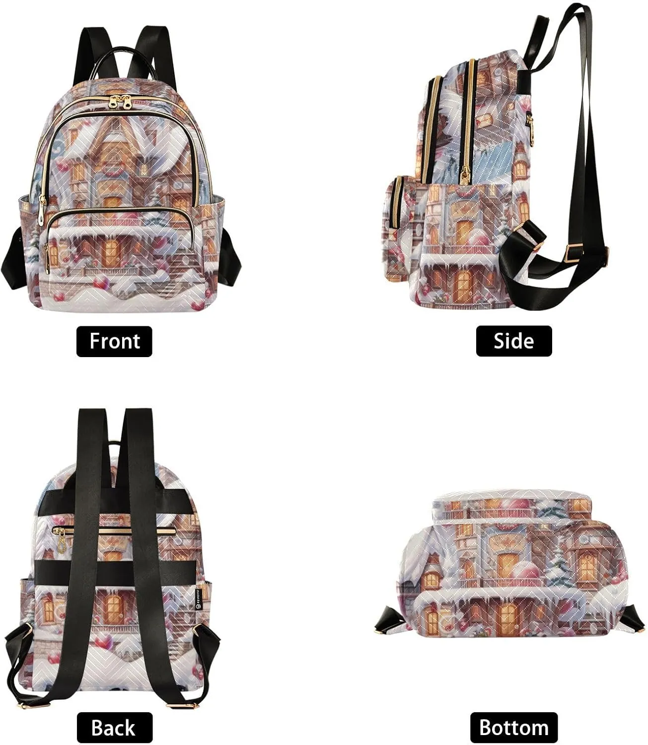 Christmas Colorful Igloo Fashion Travel Backpack for Women Multi Pockets Lightweight Purse for Women-S