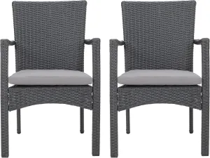 Christopher Knight Home Corsica Outdoor Wicker Dining Chairs with Cushions, 2-Pcs Set, Grey