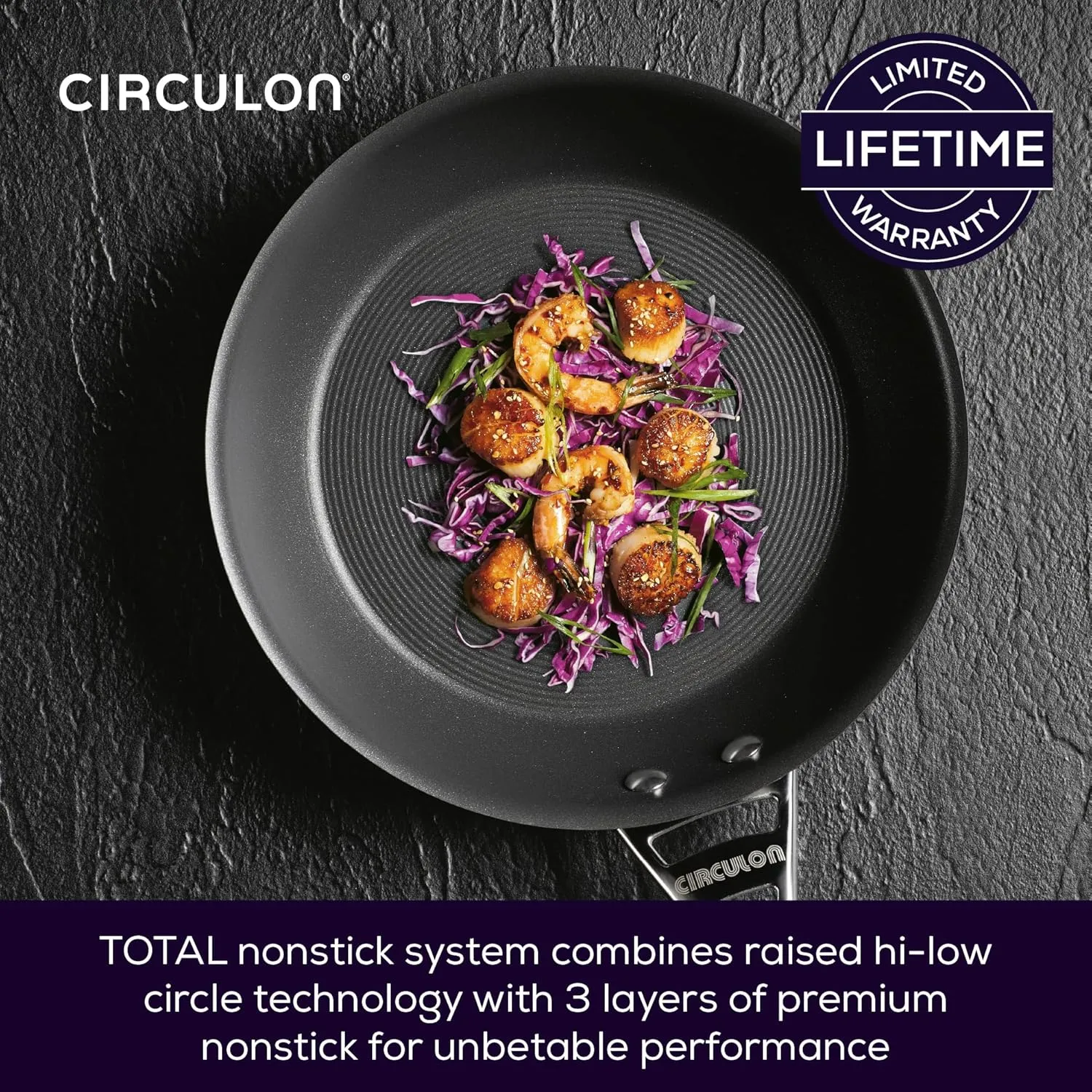 Circulon Infinite Frypan – 25 cm – Induction Non Stick Frying pan – Hard Anodized Aluminium Cookware