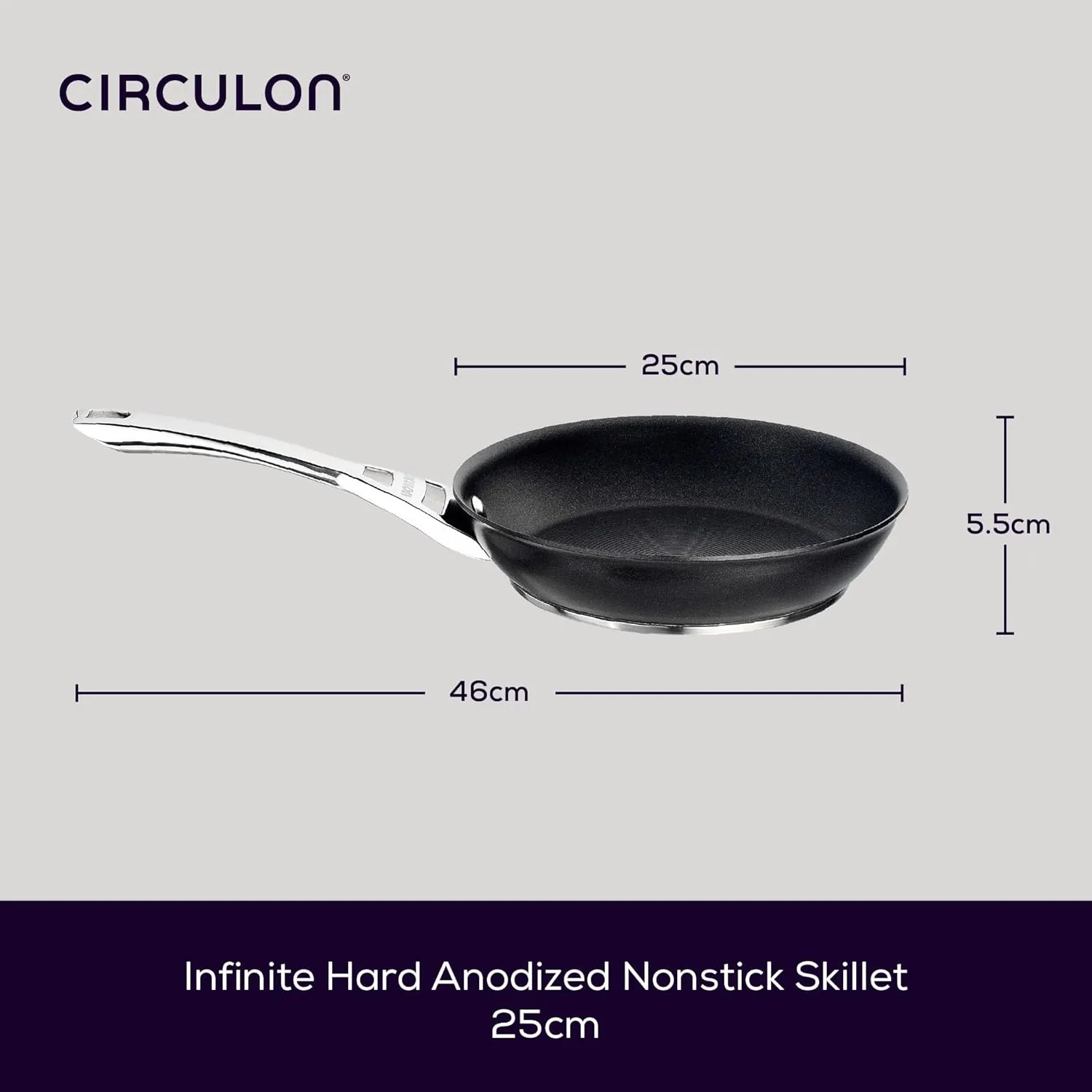 Circulon Infinite Frypan – 25 cm – Induction Non Stick Frying pan – Hard Anodized Aluminium Cookware