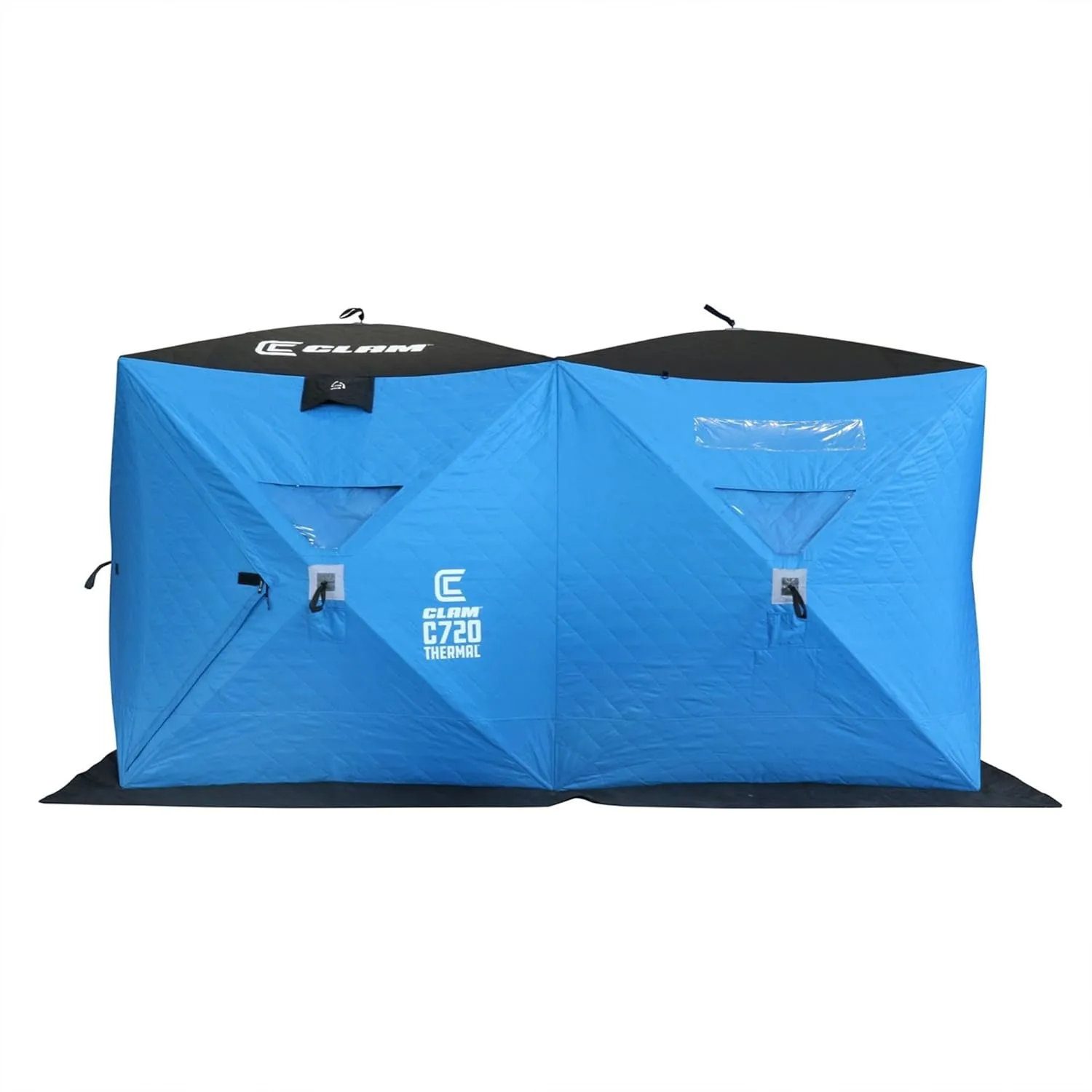 CLAM Lightweight Portable Pop Up Ice Fishing Angler Thermal Hub Shelter Tent with Anchors, Tie Ropes, and Carrying Bag