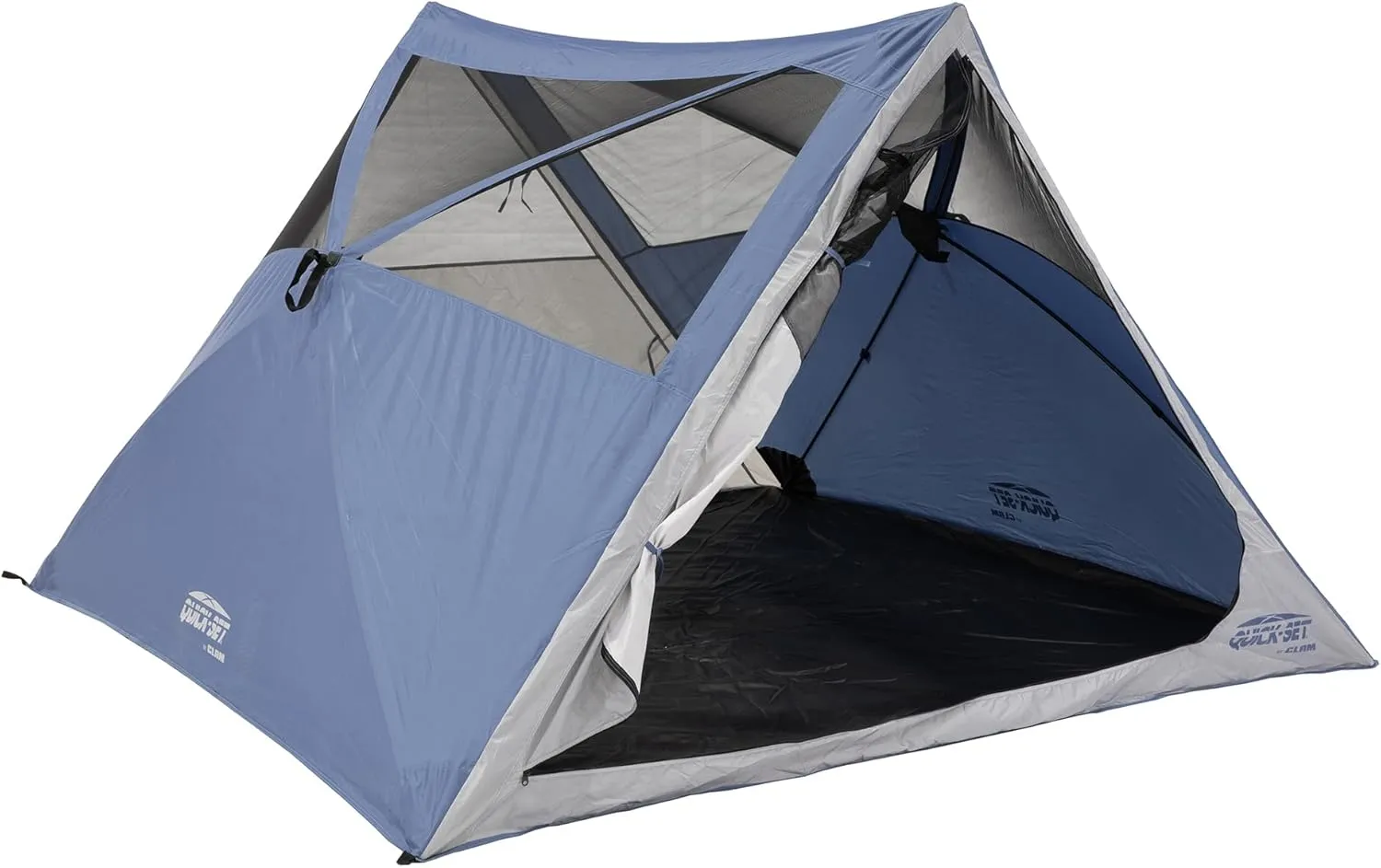 CLAM Quick-Set A-Frame Tent, 8 x 8 Ft Portable Outdoor Hiking Camping Shelter, Apex, Blue/Gray